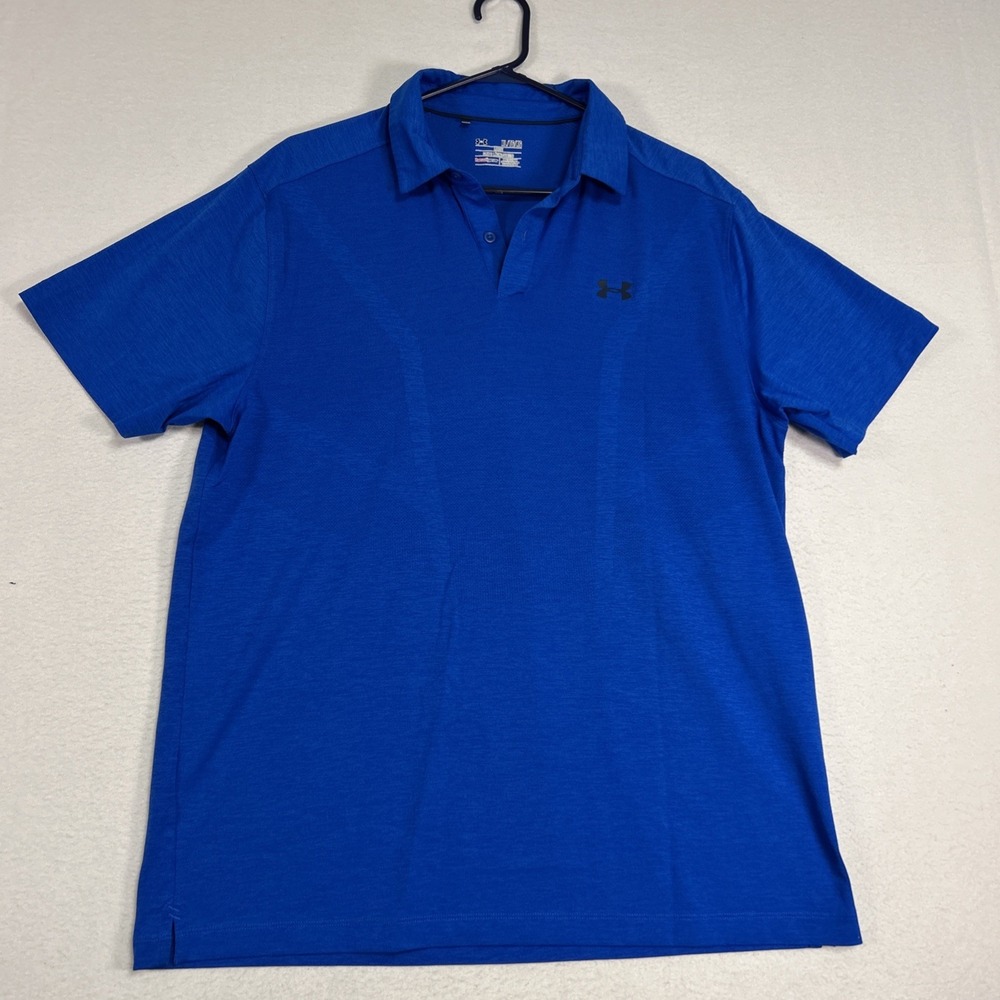Under Armour Polo Shirt Mens XL Blue Heatgear Loose Golf Performance Breathable